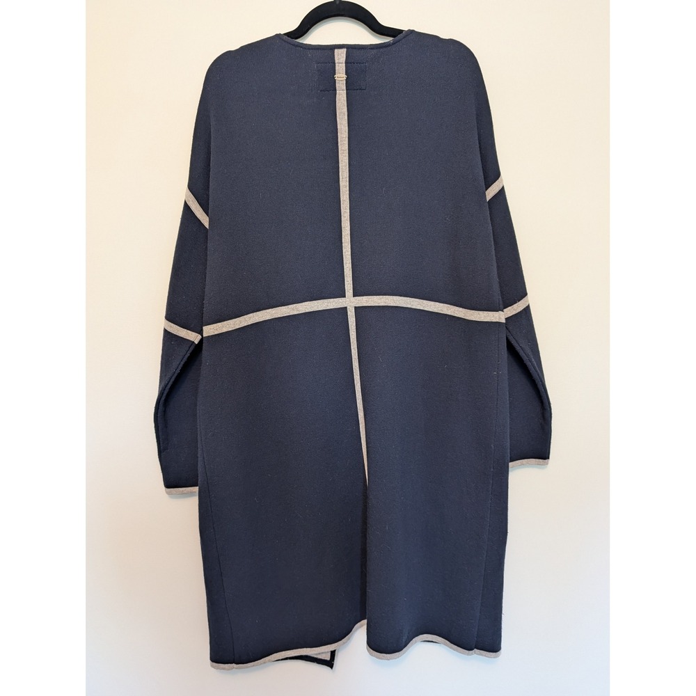 Barbour Womens Rothesay Knit Longline Cardigan Coatigan Sweater M Navy Tartan - Picture 2 of 9